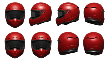 3D Rendered Red Motorcycle Helmet Isolated on Transparent Background