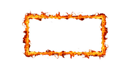 Abstract Fiery Rectangle Frame Burning On Black Background Illustration