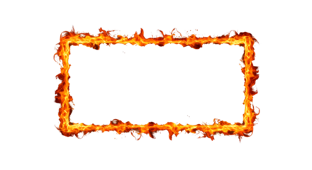 Abstract Fiery Rectangle Frame Burning On Black Background Illustration