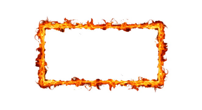 Abstract Fiery Rectangle Frame Burning On Black Background Illustration