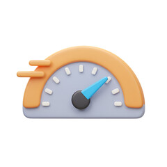 3D Rendered Speedometer Icon With Blue Arrow On Transparent Background