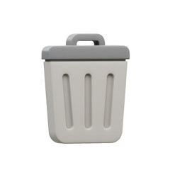 3D Rendered Trash Bin Illustration With Grey Colors Isolated Background