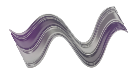 Abstract 3D Metal Wave Illustration On Transparent Background Purple And Silver
