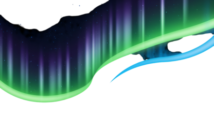 Abstract Aurora Illustration With Green Blue Purple Lights On Black Background