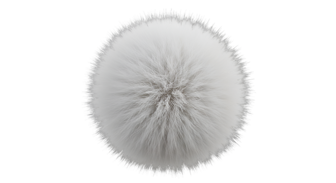 Abstract 3D Render Of A Fluffy White Sphere Against Transparent Background