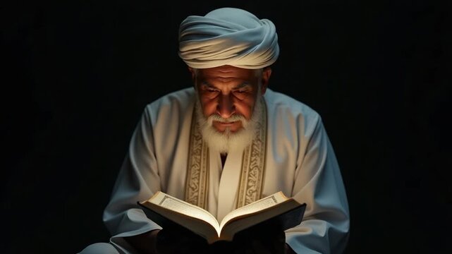 Elderly Muslim Man Reading Quran &ndash; Mawlid al-Nabi Reflection