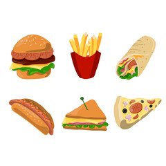 Fast Food Collection Vector Set Design Illustration