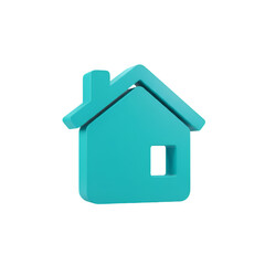 3D Rendered Turquoise House Icon On Transparent Isolated Background