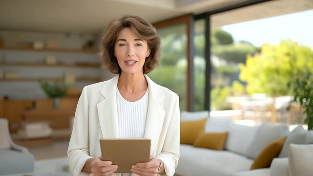 Virtual Open House with Friendly Agent and Comfortable Living Room