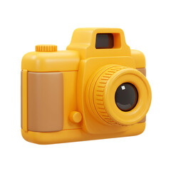 3D Rendered Yellow Camera Isolated on Transparent Background