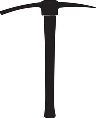 Pickaxe in silhouette image white background.
