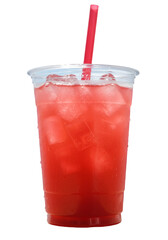 A Refreshing Photo Of Red Drink In A Transparent Plastic Cup With Ice And A Straw