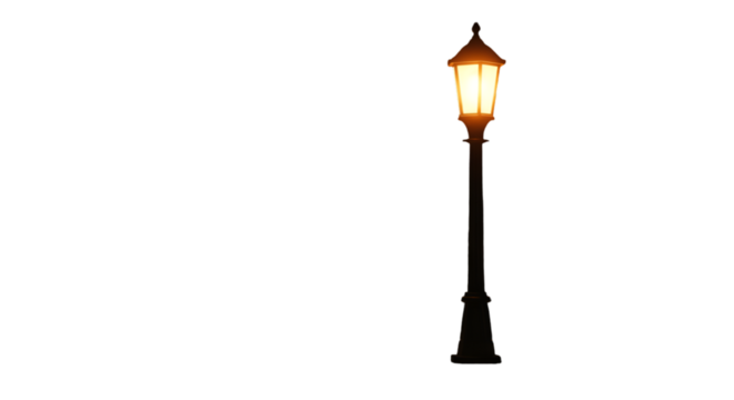 A Realistic Photo Illustrates A Lit Street Lamp Against A Black Night Sky