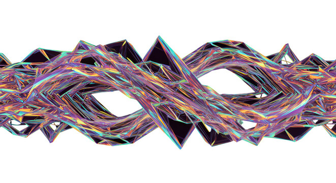 Abstract 3D Geometric Design Illustration With Colorful Shapes On Black Background