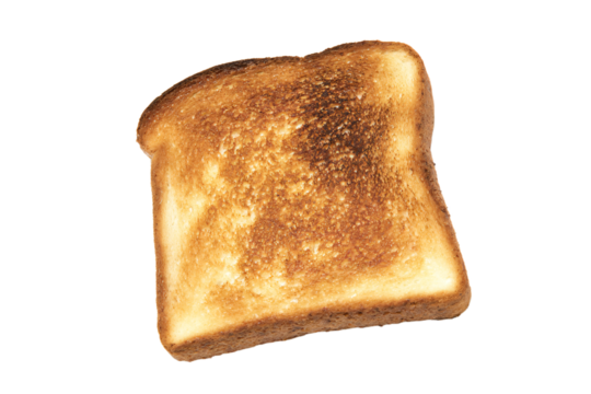 a piece of toasted bread on a white surface
