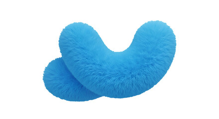 Abstract 3D Render Of Two Soft Blue Furry Shapes On A Transparent Background