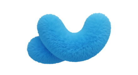 Abstract 3D Render Of Two Soft Blue Furry Shapes On A Transparent Background