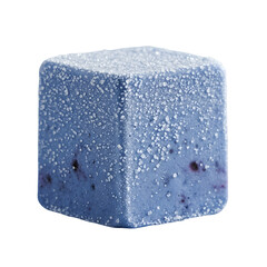 Abstract 3D Blue Cube With Sugar Texture Isolated On Transparent Background