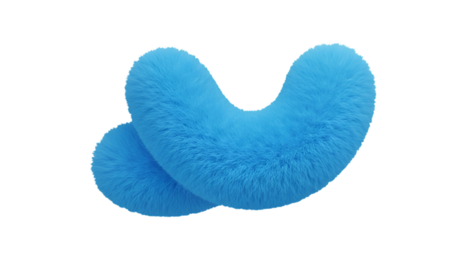 Abstract 3D Render Of Two Soft Blue Furry Shapes On A Transparent Background