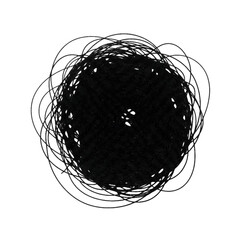 Abstract 3D Illustration Of A Dark Black Sphere With Swirling Lines Against Transparent Background