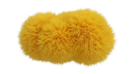 Abstract 3D Rendering Of Yellow Fluffy Shape On Transparent Background