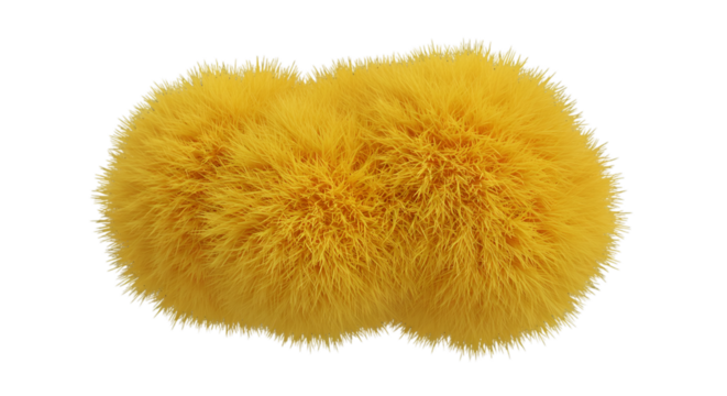 Abstract 3D Rendering Of Yellow Fluffy Shape On Transparent Background