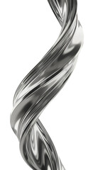 Abstract 3D Illustration of Twisted Silver Metal on Transparent Black Background