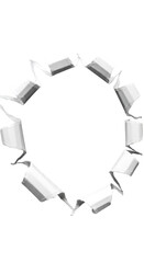 Abstract 3D Illustration of Torn White Paper Circle on Black Background