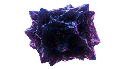 Abstract 3D Render Of A Purple Crystal Shape Isolated On Transparent Background