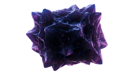 Abstract 3D Render Of A Purple Crystal Shape Isolated On Transparent Background