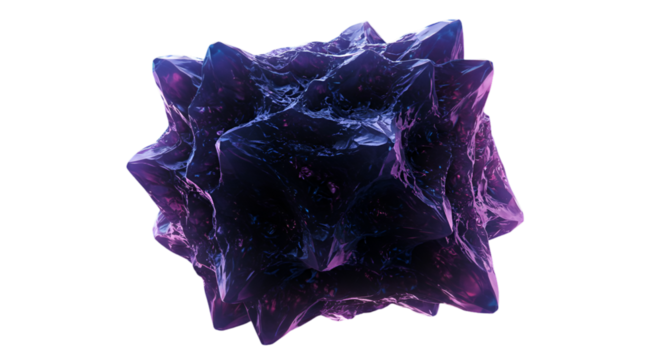Abstract 3D Render Of A Purple Crystal Shape Isolated On Transparent Background