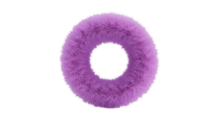 Abstract 3D Render Of A Fluffy Purple Donut With Transparent Background