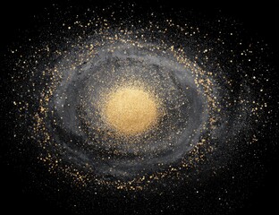 Spiral galaxy with golden center explosion