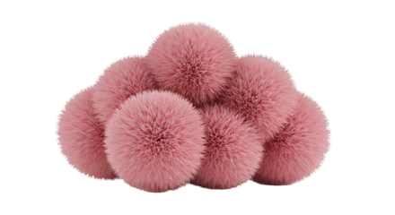 Abstract 3D Render of Pink Fluffy Balls Isolated on Transparent Background