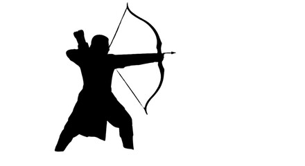 Abstract Black And White Bow And Arrow Illustration Isolated Background