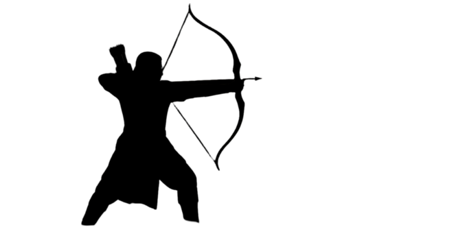 Abstract Black And White Bow And Arrow Illustration Isolated Background - Powered by Adobe