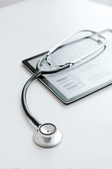 Digital Healthcare Tablet Stethoscope Modern Medical Technology Data Analysis Professional Clinic