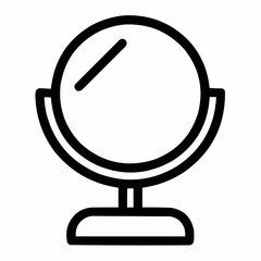 Vanity Mirror. Round mirror with a small stand. One highlight line for reflection