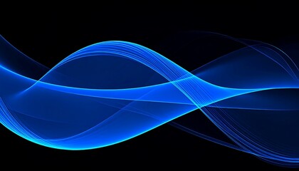 Abstract blue wave design on black background