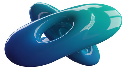 Abstract 3D Torus Shape with Gradient Blue Colors on Transparent Background