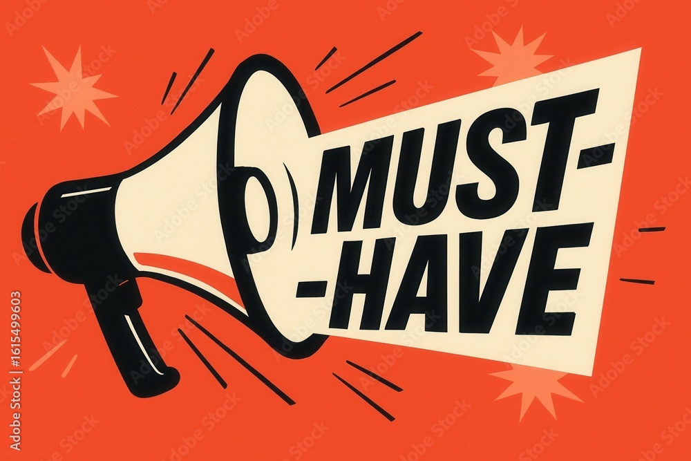 Poster retro-styled illustration of a megaphone with the words 