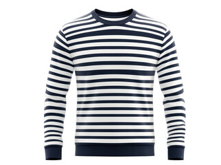 A stylish navy and white striped sweatshirt isolated on a transparent background for fashion designs