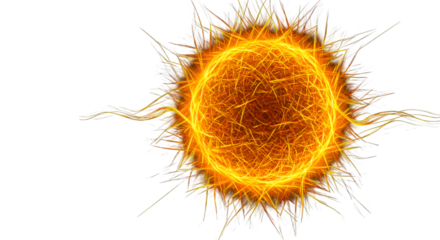 Abstract Illustration Of A Glowing Orange Sun On Transparent Background