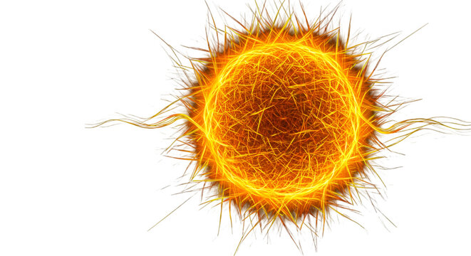 Abstract Illustration Of A Glowing Orange Sun On Transparent Background