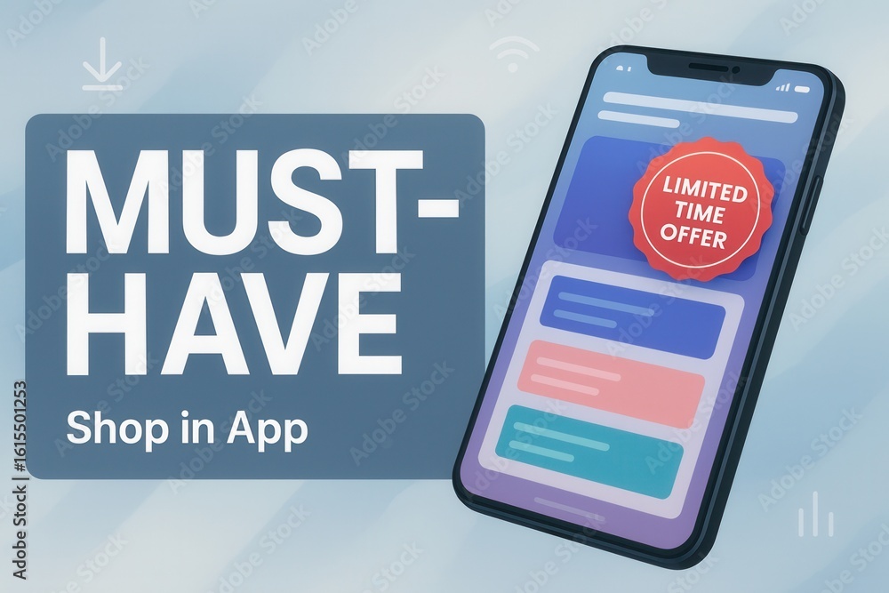 Aufkleber digital marketing concept featuring a smartphone displaying an app interface with a 