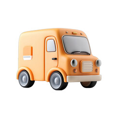Orange delivery van, cartoon style