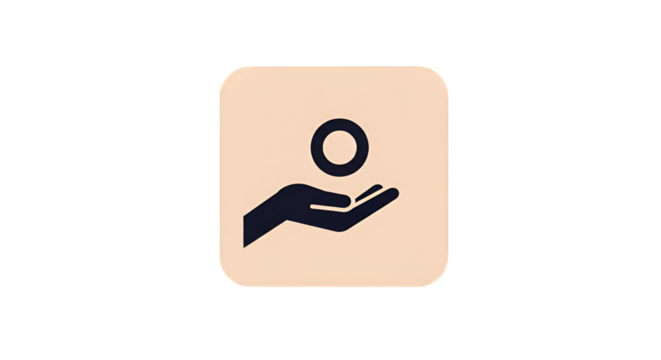 Abstract Icon Illustration Of Hand Holding Coin On Transparent Background