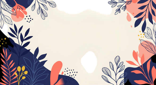 Abstract Floral Illustration Background With Colorful Plants And Leaves - Powered by Adobe