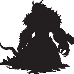 ThunderKraken in silhouette image white background.