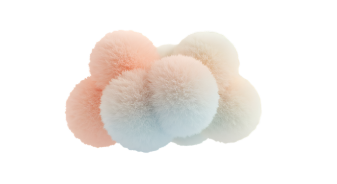 Abstract Fluffy Spheres in Pastel Colors on Transparent Background Illustration